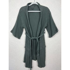 Bathen Robe Waffle Knit Grey Small Bath Lounge Shower India Anthropologie